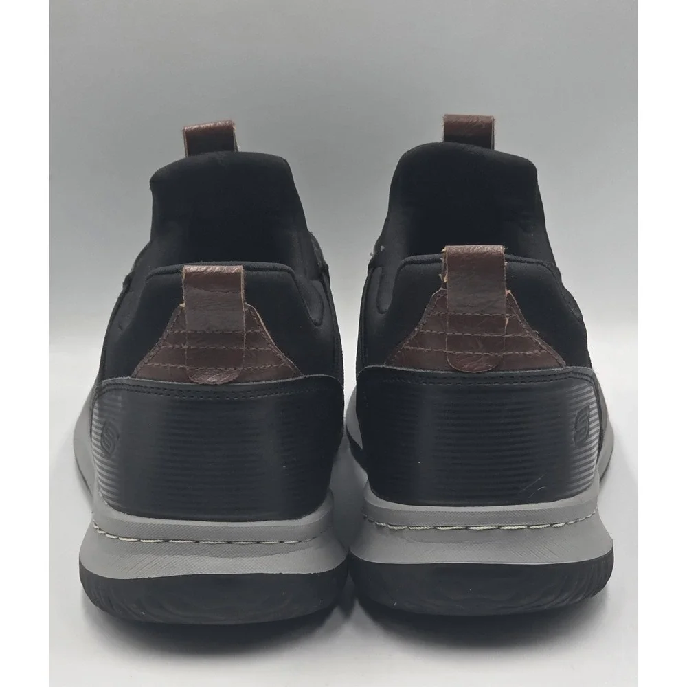 Skechers Mens Delson Camben Size 12 Slip On Sneaker Black Gray Walking Shoe